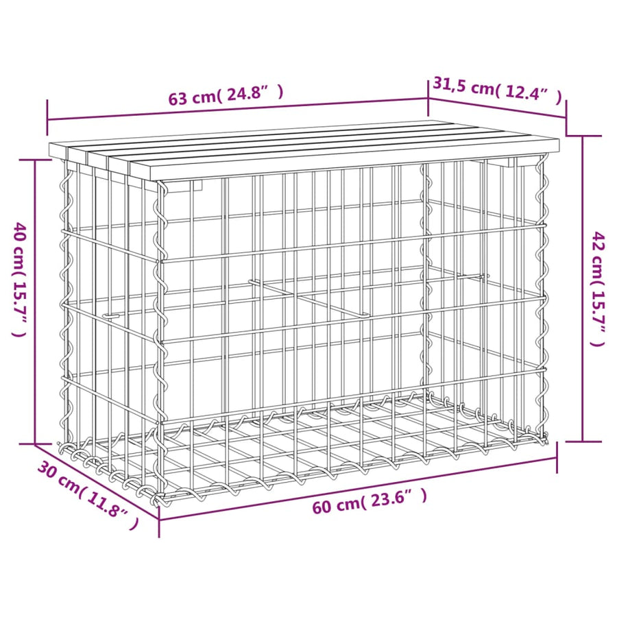 Tuinbank Schanskorfontwerp Massief Grenenhout 63 x 31,5 x 42 cm Natuurlijk grenenhout