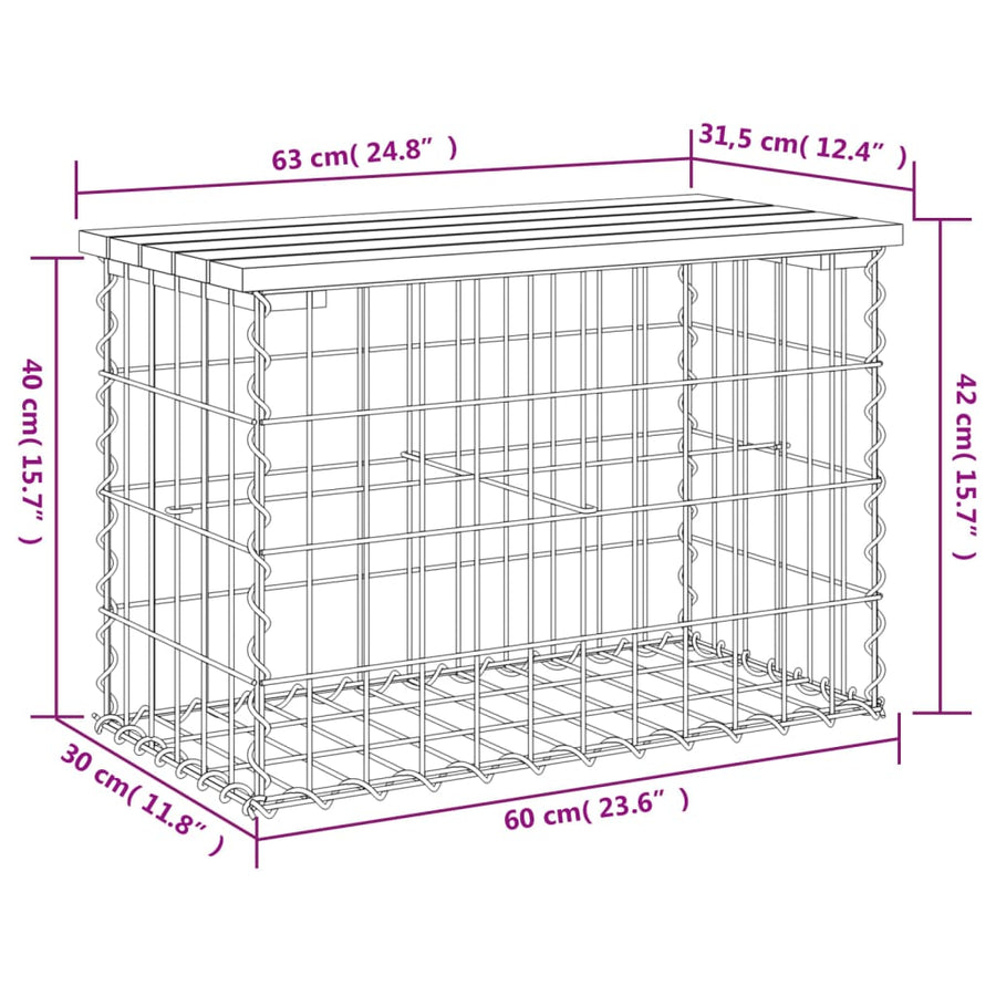 Tuinbank Schanskorfontwerp Geïmpregneerd Hout 63 x 31,5 x 42 cm Donkerbruin