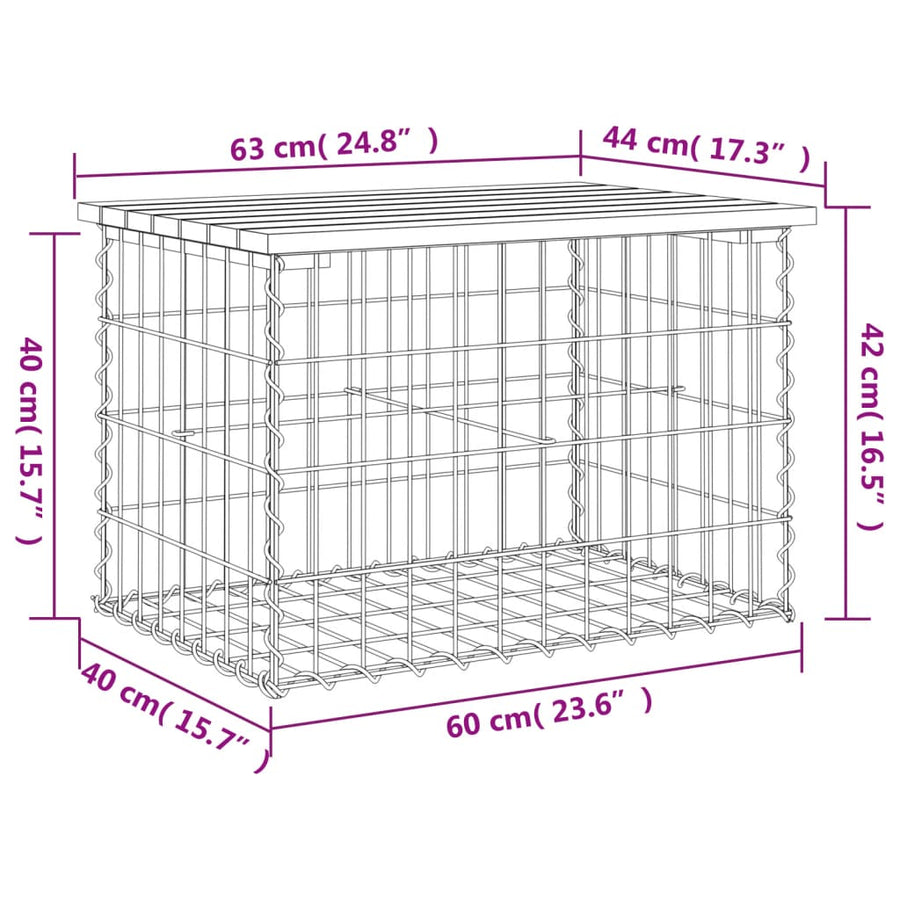 Tuinbank Schanskorfontwerp Massief Douglashout 63 x 44 x 42 cm Natuurlijk douglashout