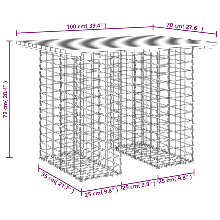 Tuinbank schanskorfontwerp 00x70x72 cm geïmpregneerd hout 70 x 100 x 72 cm Donkerbruin