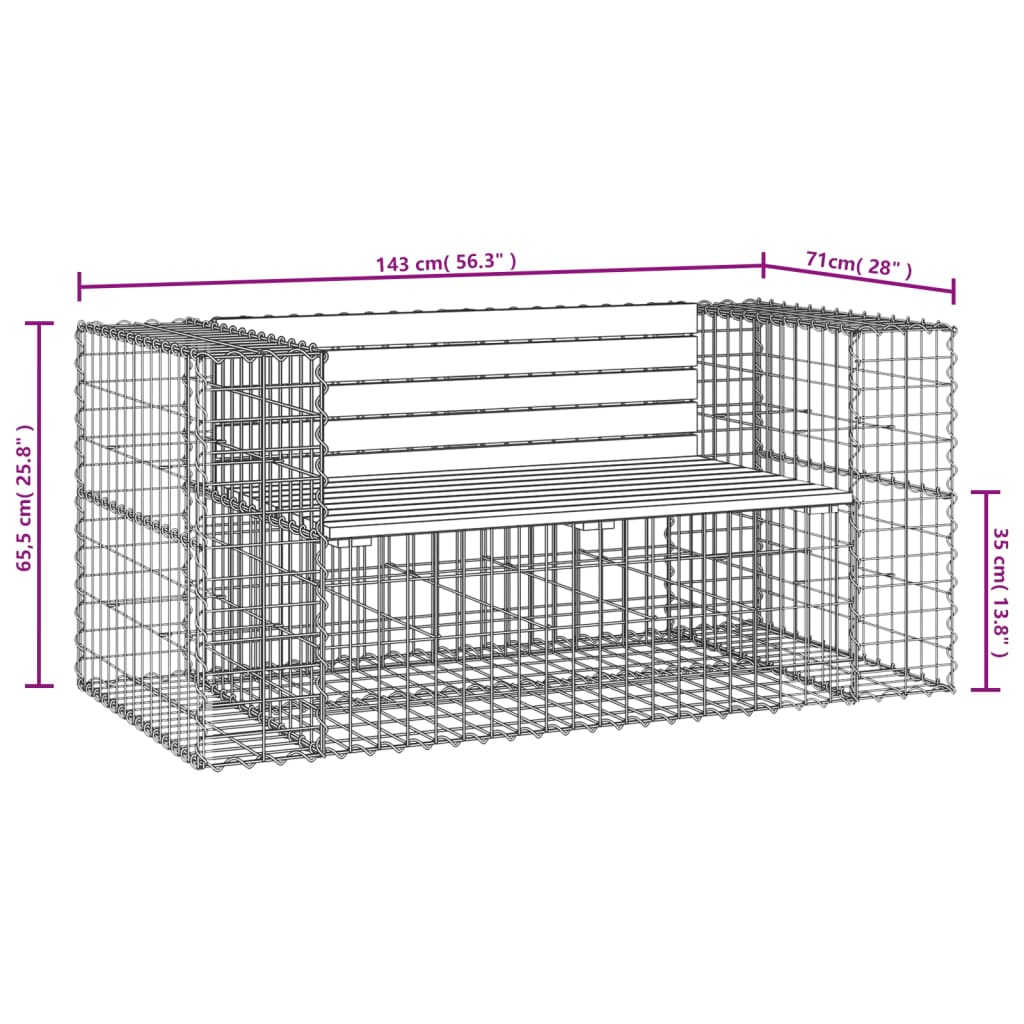Tuinbank Schanskorfontwerp 143X71X65,5 Cm Massief Grenenhout Natuurlijk Grenenhout 143 x 71 x 65.5 cm