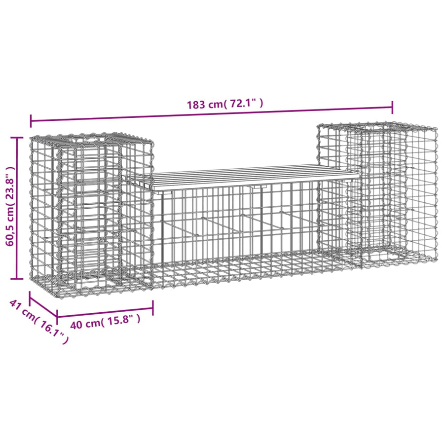 Tuinbank Schanskorfontwerp 183X41X60,5 Cm Massief Grenenhout Donkerbruin