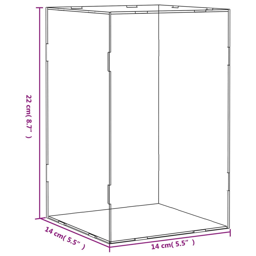 Vitrine Transparant Acryl 14 x 14 x 22 cm