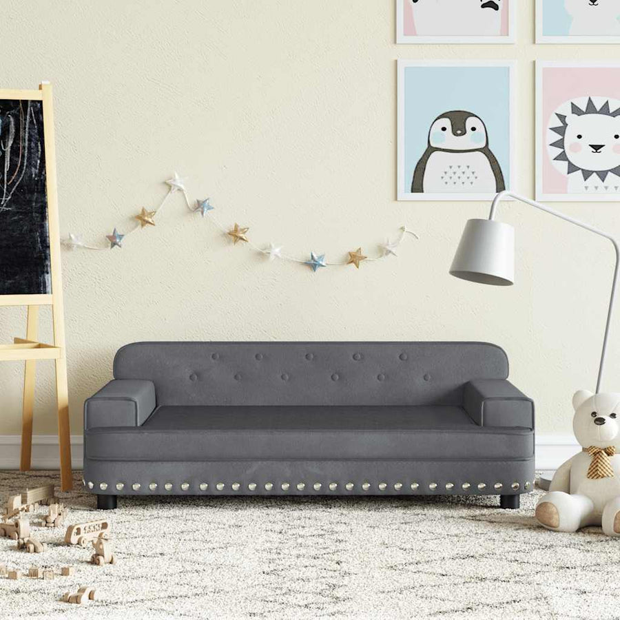 Kinderbank 90X53X30 Cm Fluweel Donkergrijs