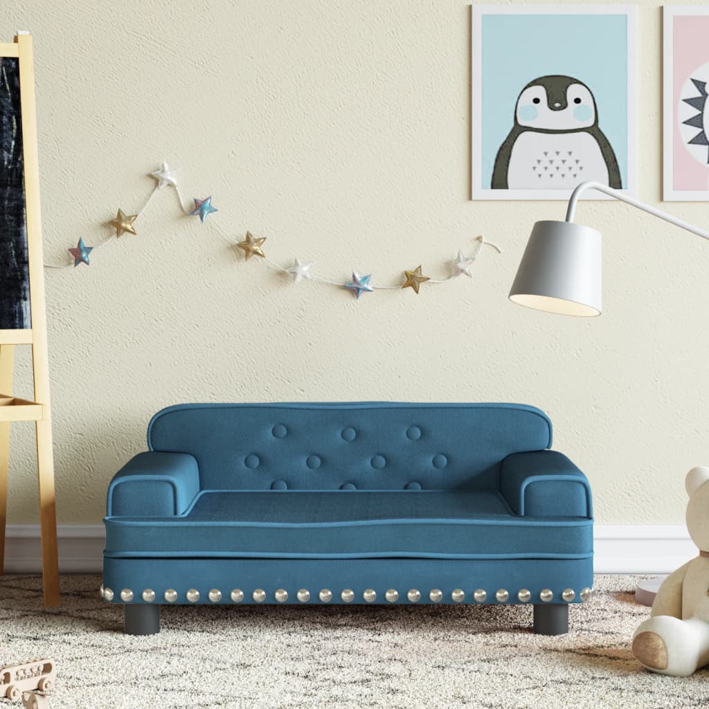Kinderbank 70X45X30 Cm Fluweel Blauw