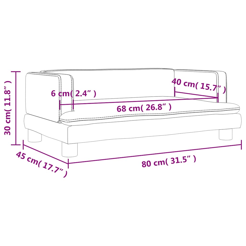 Kinderbank 80X45X30 Cm Fluweel Donkergrijs