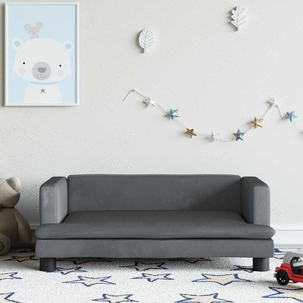 Kinderbank 80X45X30 Cm Fluweel Donkergrijs