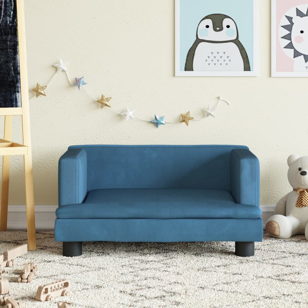 Kinderbank 60X40X30 Cm Fluweel Blauw
