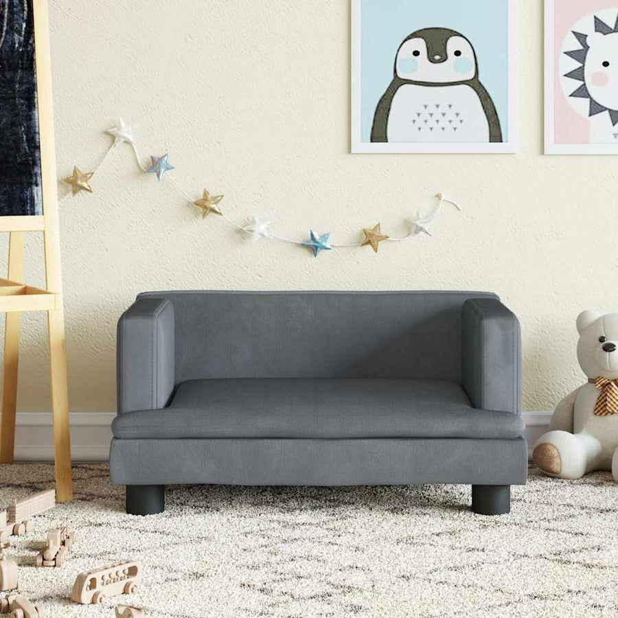 Kinderbank 60X40X30 Cm Fluweel Donkergrijs
