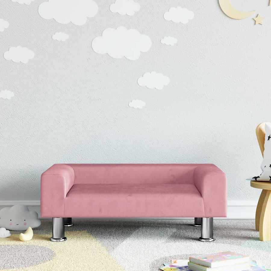 Kinderbank 70x45x26,5 cm fluweel roze