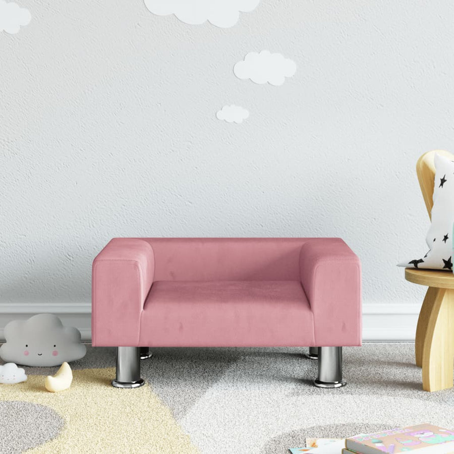 Kinderbank 50X40X26,5 Cm Fluweel Roze 50 x 40 x 26.5 cm