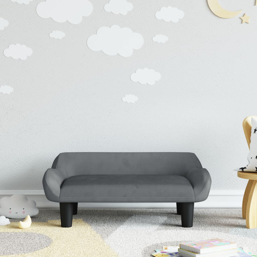 Kinderbank 70X40X24 Cm Fluweel Donkergrijs