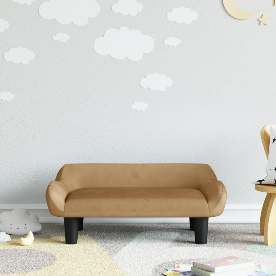 Kinderbank 70X40X24 Cm Fluweel Bruin