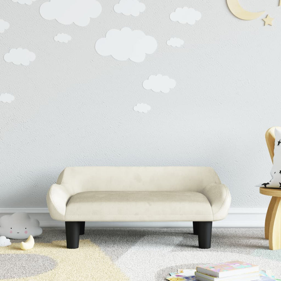 Kinderbank 70X40X24 Cm Fluweel Kleurig Crème