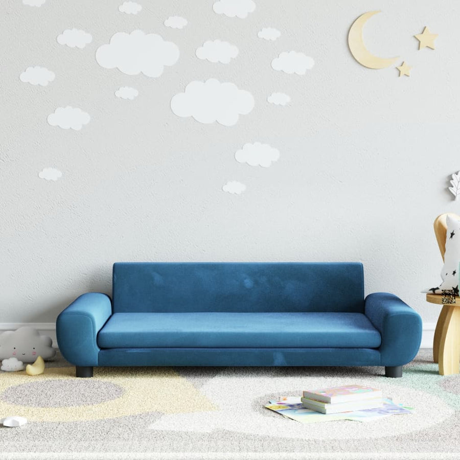 Kinderbank 100X54X33 Cm Fluweel Blauw