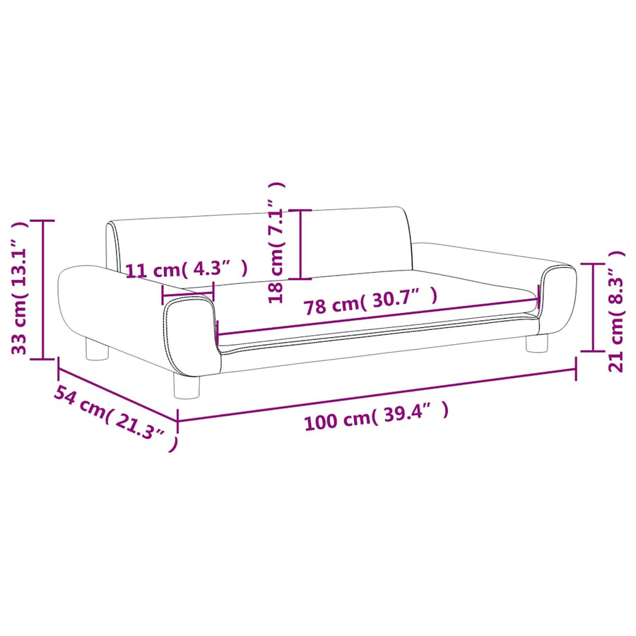 Kinderbank 100X54X33 Cm Fluweel Zwart