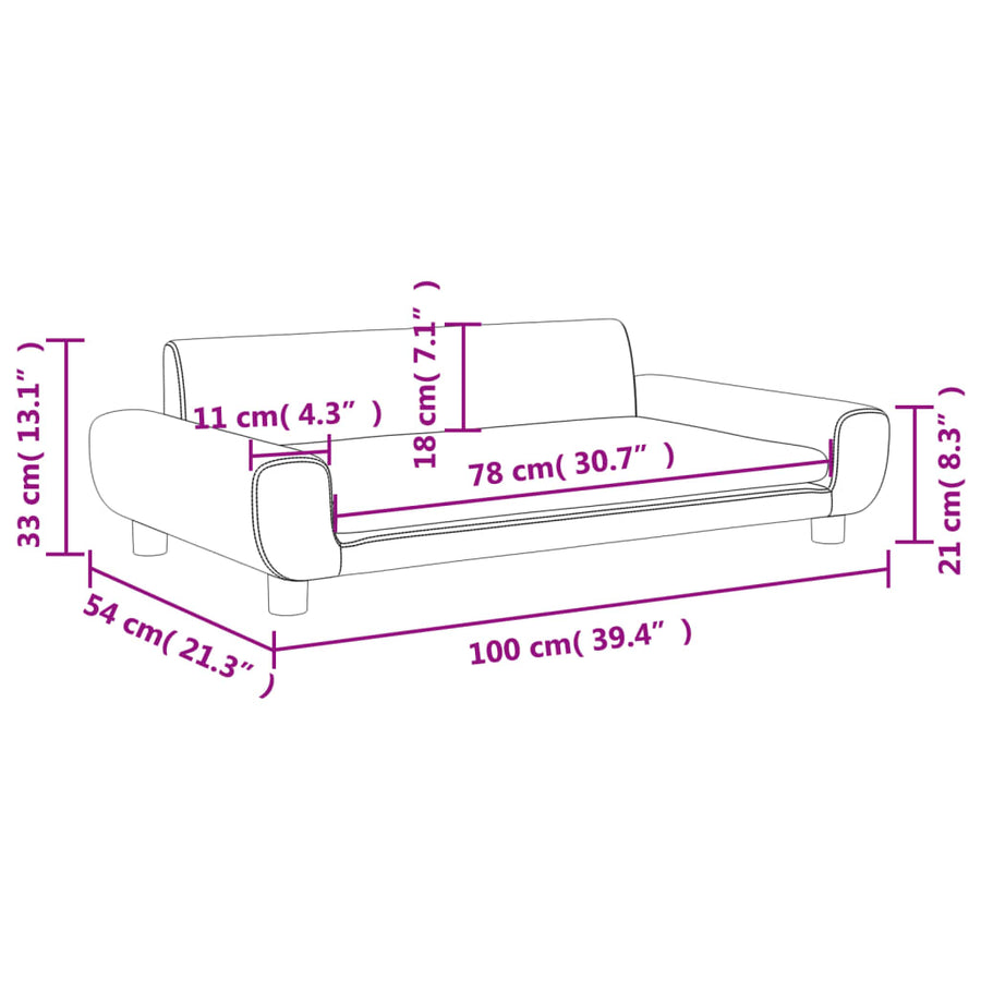 Kinderbank 100X54X33 Cm Fluweel Crèmekleurig
