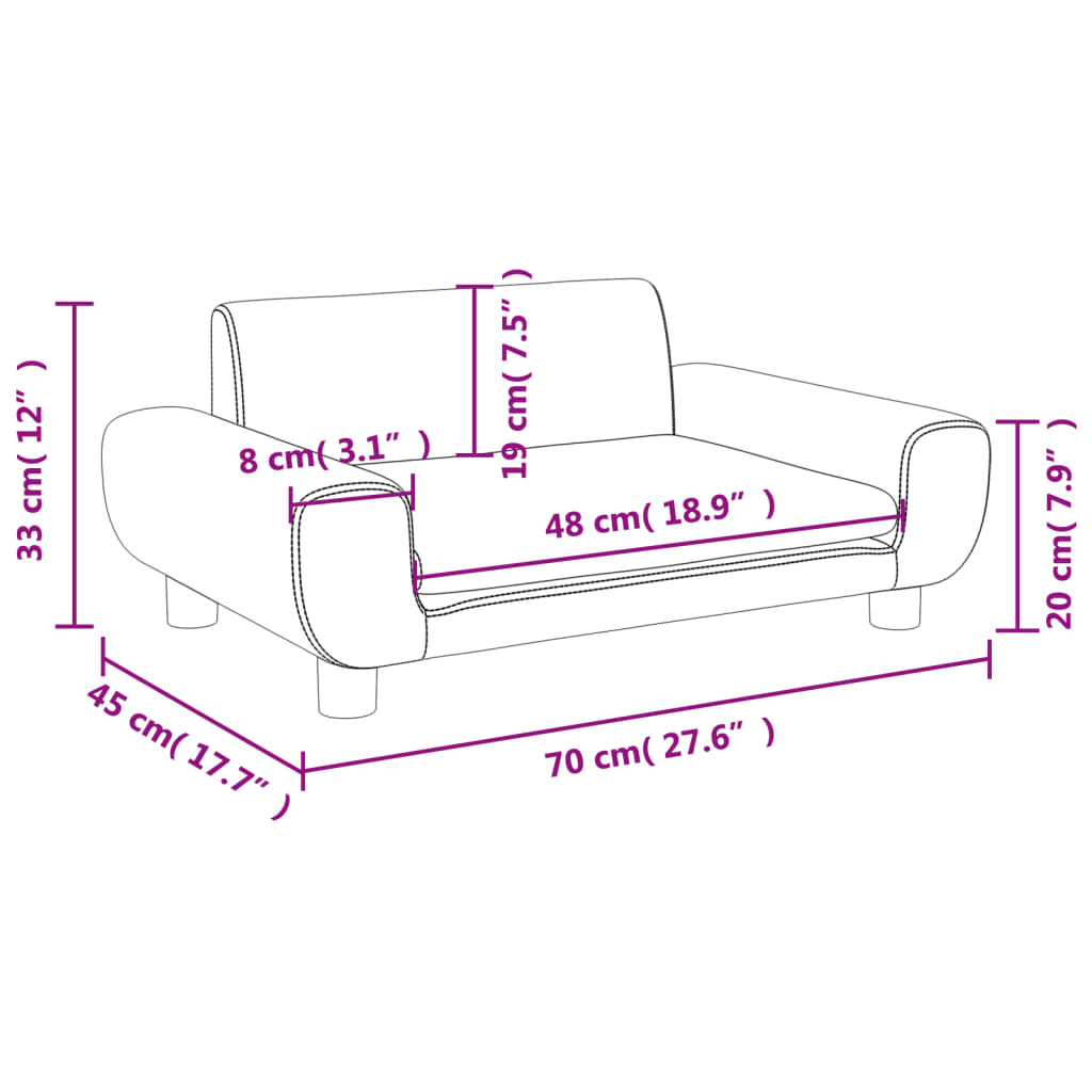 Kinderbank Fluweel 70 x 45 x 33 cm Donkergrijs