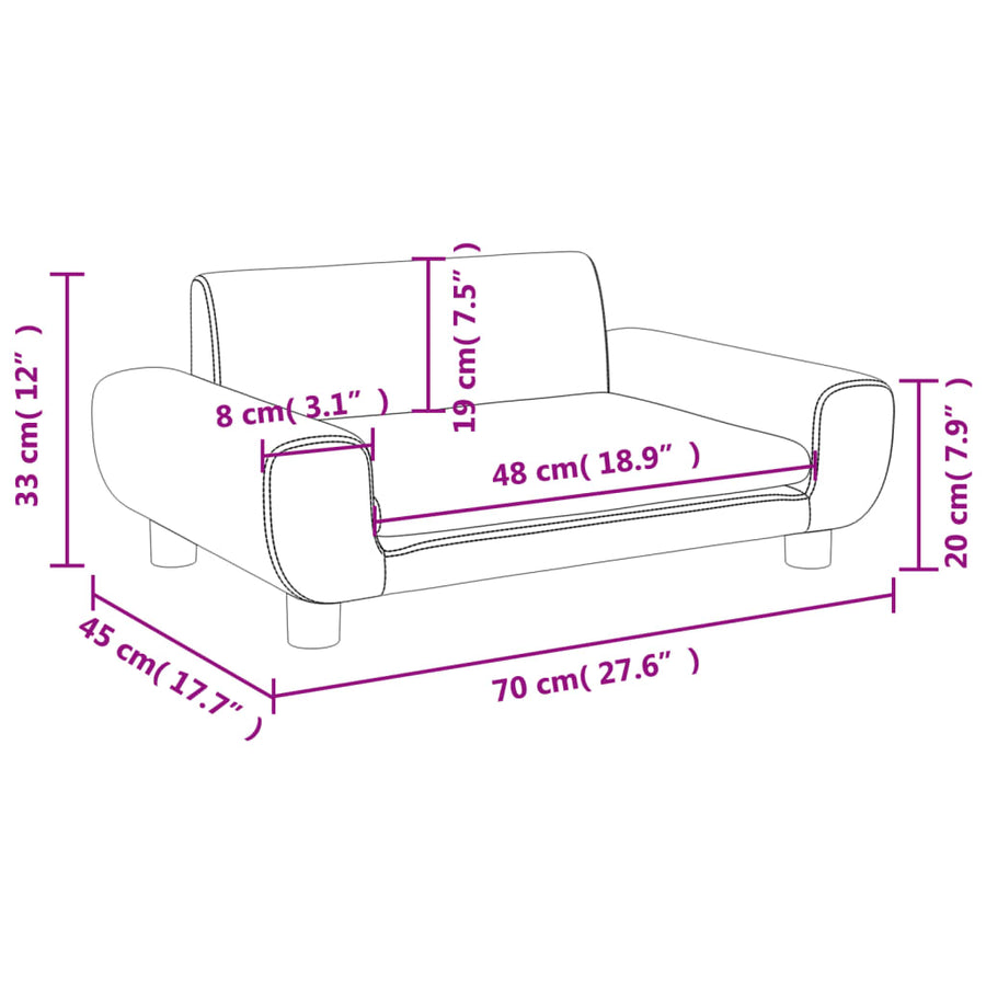 Kinderbank Fluweel 70 x 45 x 33 cm Donkergrijs