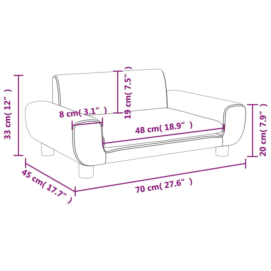 Kinderbank Fluweel 70 x 45 x 33 cm Roze