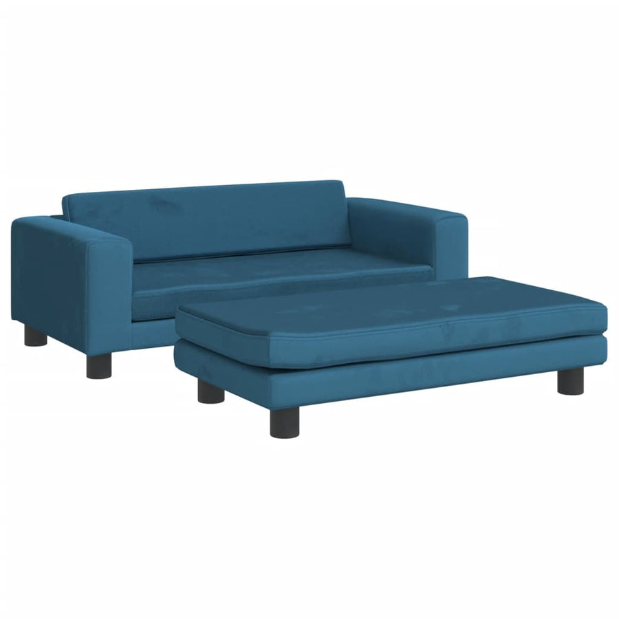 Kinderbank Met Voetensteun 100X50X30 Cm Fluweel Blauw