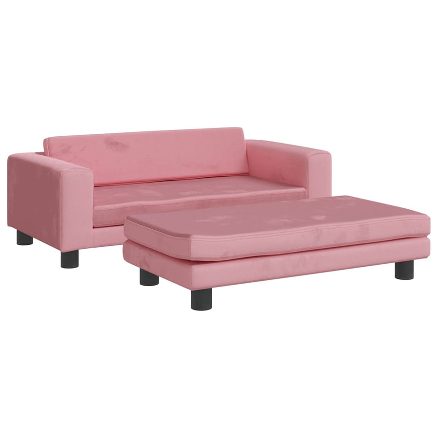 Kinderbank Met Voetensteun 100X50X30 Cm Fluweel Roze
