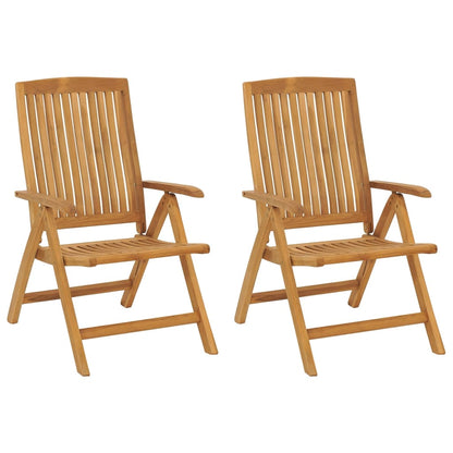 Tuinstoelen 2 st verstelbaar met kussens massief teakhout