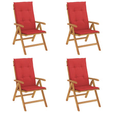 Tuinstoelen 4 st verstelbaar met kussens massief teakhout