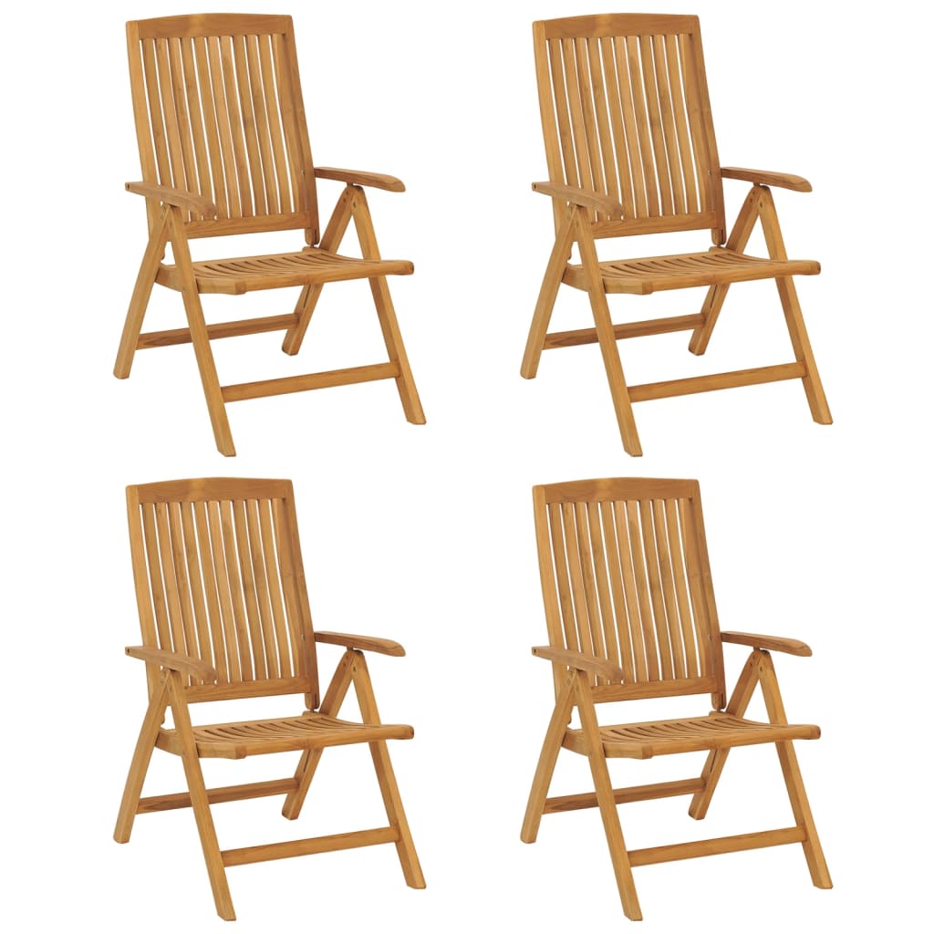 Tuinstoelen 4 st verstelbaar met kussens massief teakhout
