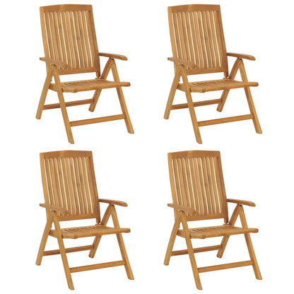 Tuinstoelen 4 st verstelbaar met kussens massief teakhout