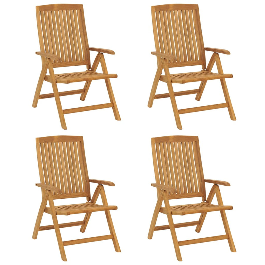 Tuinstoelen 4 st verstelbaar met kussens massief teakhout