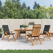 Tuinstoelen 4 st teakhout verstelbaar met kussens
