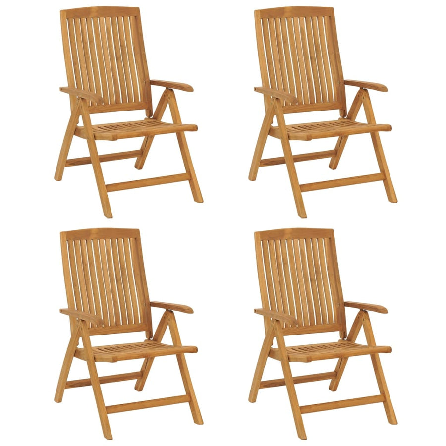 Tuinstoelen 4 st verstelbaar met kussens massief teakhout