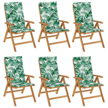 Tuinstoelen 6 st verstelbaar met kussens massief teakhout