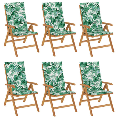 Tuinstoelen 6 st verstelbaar met kussens massief teakhout