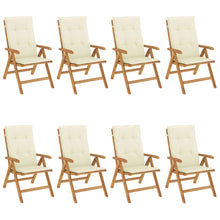 Tuinstoelen 8 st verstelbaar met kussens massief teakhout