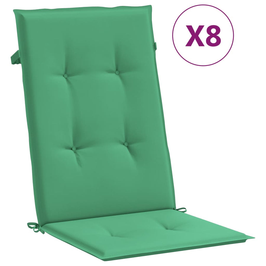 Tuinstoelen 8 st verstelbaar met kussens massief teakhout