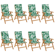 Tuinstoelen 8 st verstelbaar met kussens massief teakhout