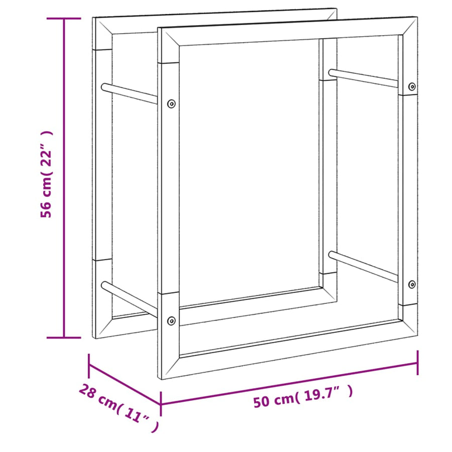 Haardhoutrek Roestvrij Staal 50 x 28 x 56 cm Zilver