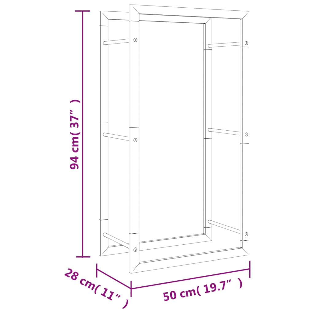 Haardhoutrek Roestvrij Staal 50 x 28 x 94 cm Zilver