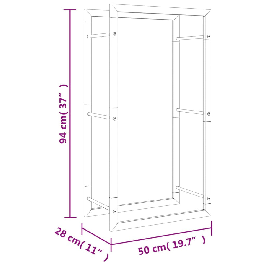 Haardhoutrek Roestvrij Staal 50 x 28 x 94 cm Zilver
