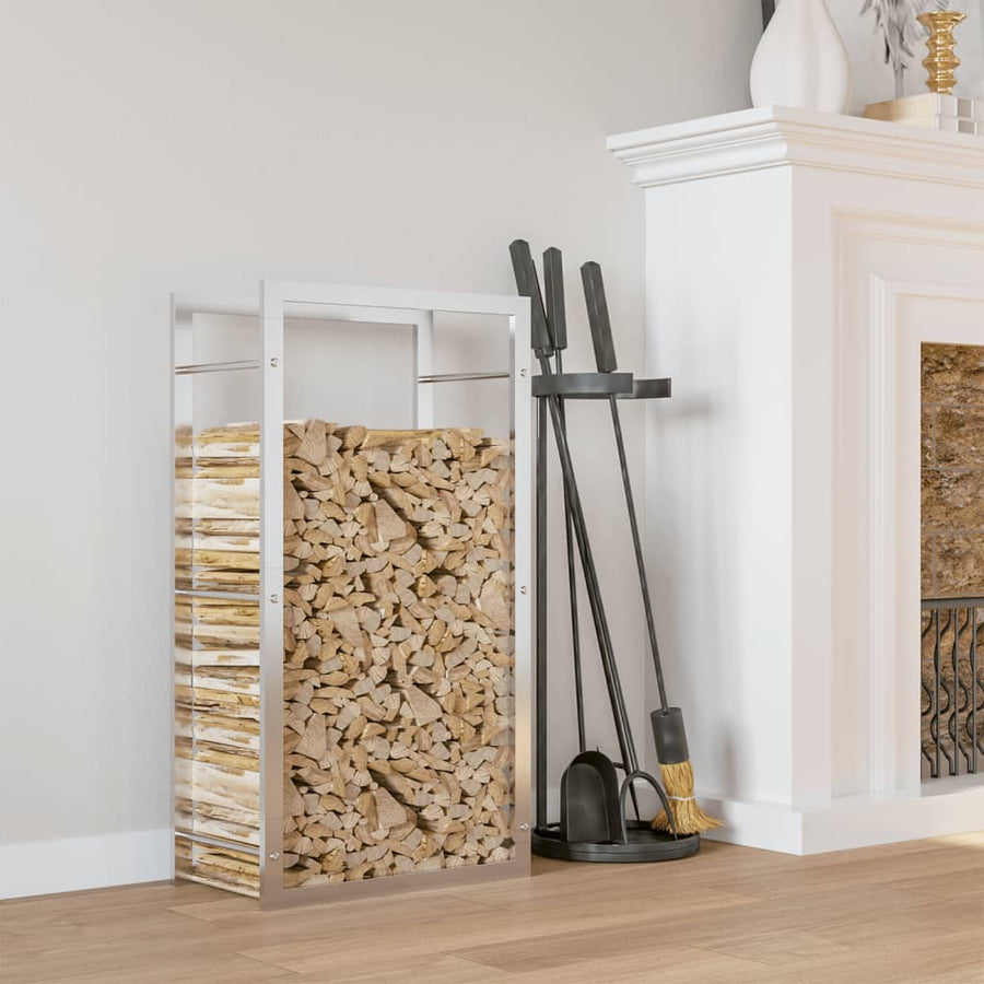 Haardhoutrek Roestvrij Staal 50 x 28 x 94 cm Zilver