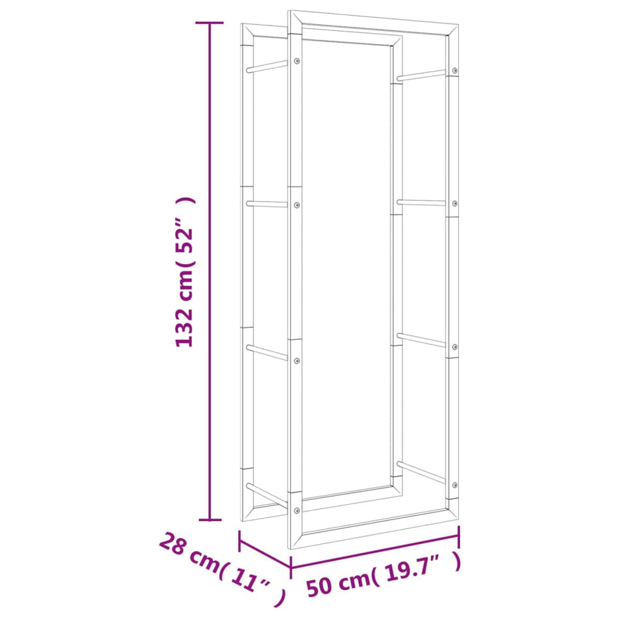 Haardhoutrek Roestvrij Staal 50 x 28 x 132 cm Zilver