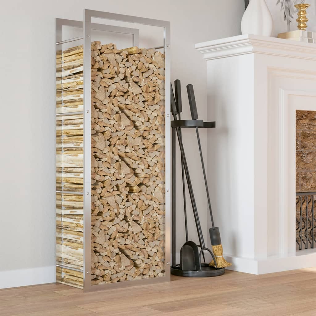 Haardhoutrek Roestvrij Staal 50 x 28 x 132 cm Zilver