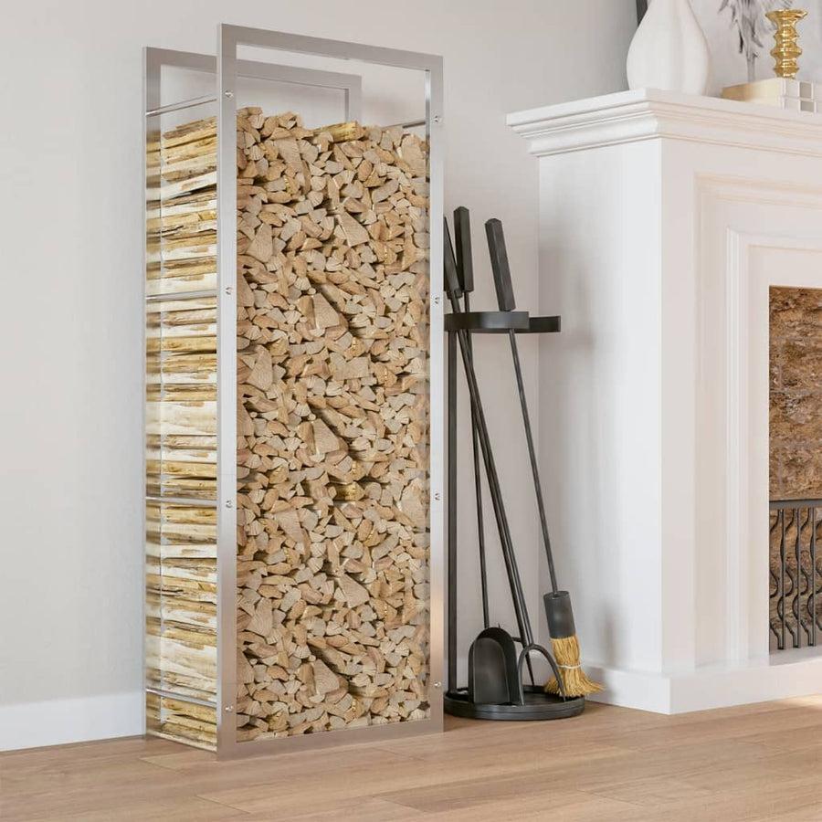 Haardhoutrek Roestvrij Staal 50 x 28 x 132 cm Zilver