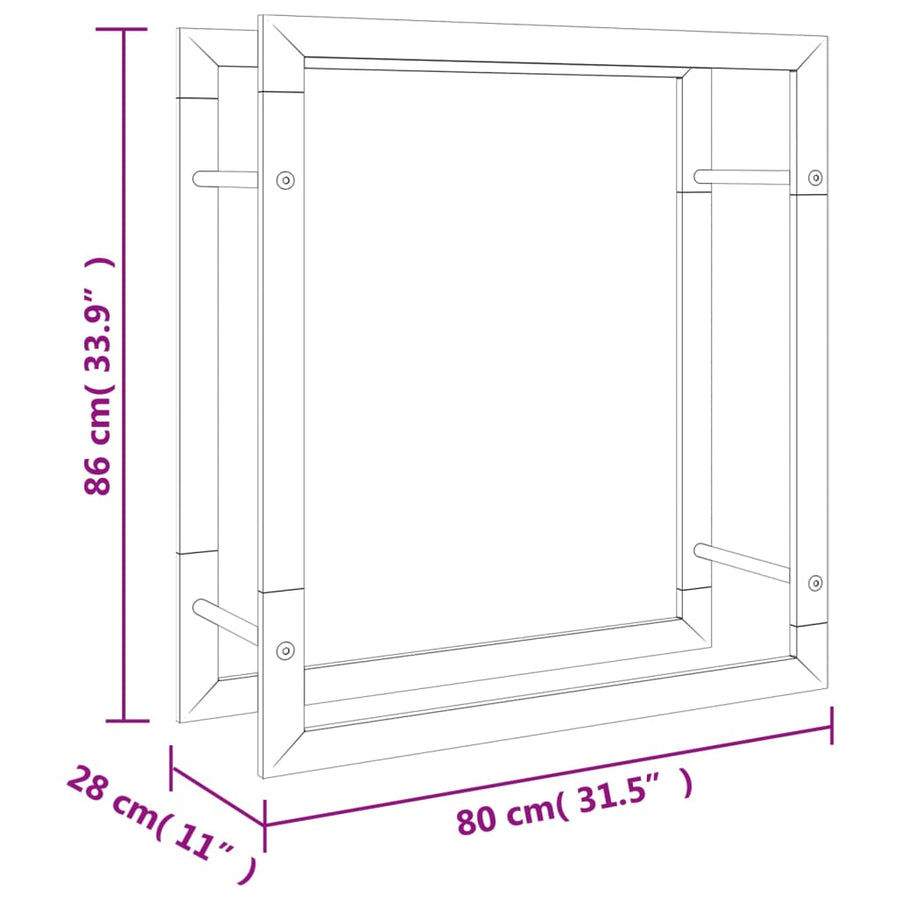 Haardhoutrek Roestvrij Staal 80 x 28 x 86 cm Zilver