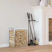 Haardhoutrek 80x28x86 cm roestvrij staal wandmontage