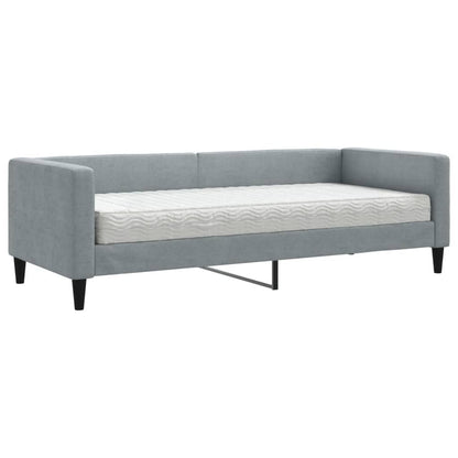 Slaapbank met matras 80x200 cm stof lichtgrijs 80 x 200 cm Lichtgrijs met matras
