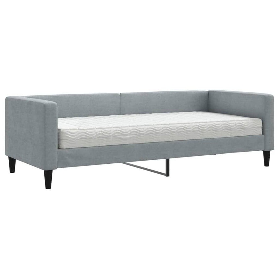 Slaapbank met matras 80x200 cm stof lichtgrijs 80 x 200 cm Lichtgrijs met matras