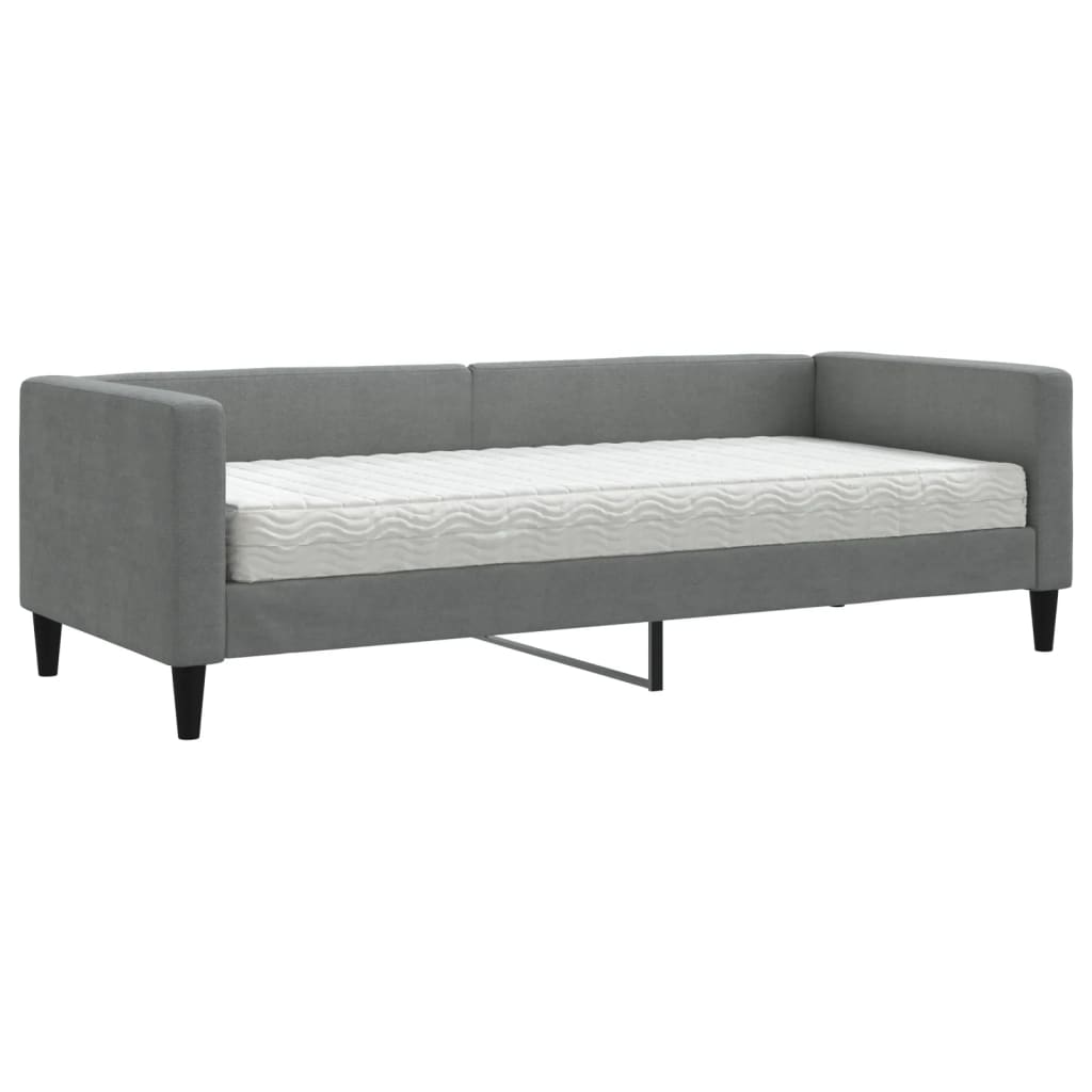 Slaapbank met matras 80x200 cm stof donkergrijs 80 x 200 cm Donkergrijs met matras